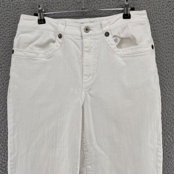 Chicos Jeans Womens 1 US 8 White Platinum Denim Garnet Crop Stretch Denim Casual - Picture 2 of 12